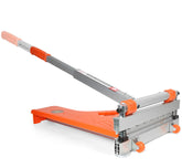 Cutterex 13-inch Pro Floor Cutter demonstrates wide cutting capacity across laminate, vinyl, and wood.