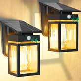 Cybrasc lantern-style solar wall light mounted on a front porch for safer evenings