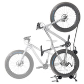 CyclingDeal Upright Bike Stand enables two-way parking to save floor space.