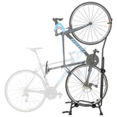 CyclingDeal Upright Bike Stand vertical view showing space-saving garage storage