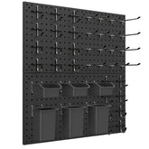 Daanxw pegboard kit front view in black with sturdy metal panels for organized spaces.