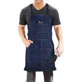 Dadidyc denim jean tool apron front view highlighting rugged durability for busy kitchens