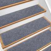 DailyCuddles stair treads on wooden steps offer secure non-slip grip and easy quiet use.