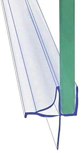 Dalrun frameless bottom seal with drip rail for 1/4-inch glass, showing water redirection in the shower.