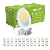 DAMINY 24-pack 6-inch recessed light with junction box for retrofit installations.