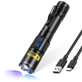 Darkbeam UV flashlight with dual 365nm and 395nm beams for comprehensive detection.