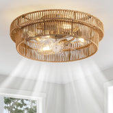 DARYEWO rattan boho ceiling fan with light in brown completes living spaces