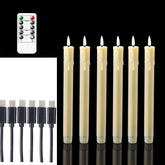 Datomarry beige taper candle with remote control for easy on/off and timer.