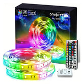DAYBETTER LED strip on bedroom ceiling creates cozy ambience with 100 ft length