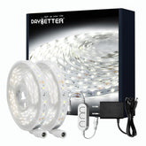 DAYBETTER white LED strip lights illuminate the room with even brightness across 50 ft