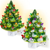 Dazzle Bright ceramic Christmas tree night light with hand-painted detail for festive mood