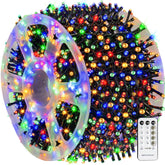 Dazzle Bright 1000 LED outdoor string lights illuminating trees and yards for festive décor