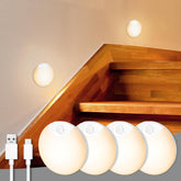 DAZZY DOT rechargeable night light 4-pack with a strong magnetic base for easy placement.