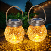 DBF solar lantern with amber glow enhances warm patio ambiance.