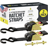 DC Cargo Mall bolt-on auto retractable ratchet strap in use for fast, secure tie-downs.
