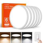 Dcvoltfield 6Pack 12-Inch LED flush-mount kit for space-saving room lighting.