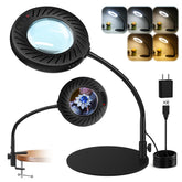 Ddlisu 12x magnifying glass light stand, front view, ideal for precise close-ups while crafting.