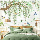 DecalMile hanging vine wall sticker with leaves for cozy living room ambiance.