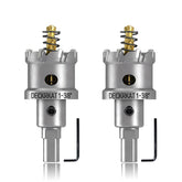 DECKRKAT 2-pack 1-3-8 Inch TCT hole saws for metal cuts.