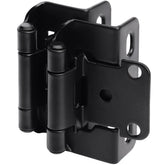 DecoBasics 20-pack half-inch overlay hinges in matte black for a modern cabinet update.
