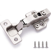 DecoBasics full overlay hinge close-up shows soft close damper for quiet cabinet doors.