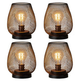 DECORKEY battery-operated lamp with brown cage adds warm, vintage ambiance to shelves.
