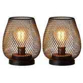 DecorKey battery lanterns set of 2 with brown metal cage for vintage indoor or outdoor decor.
