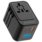 decqle universal travel adapter with extended pins for worldwide compatibility and easy packing