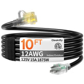 Deeklify 12awg 10ft outdoor extension cord shows rugged build for outdoor power access