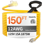 Deeklify 12ga extension cord with lighted end for safe outdoor tool operation