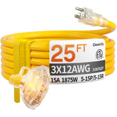 Deeklify 25 ft extension cord with indicator light for safer outdoor setups
