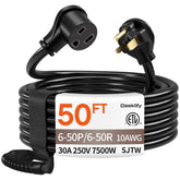 Deeklify 50ft welder extension cord delivering stable power from 6-50P to 6-50R on site