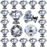 DEELF OUTLET 26-piece glass knob set for drawers adds crystal sparkle and easy grip.
