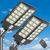 Deepn 8000W solar street light front view showing wide-area illumination