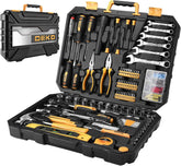 DEKOPRO 208-piece tool set, case top view, durable storage for home repairs