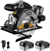 DEKOPRO 20V cordless circular saw in action cutting wood for a project