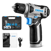 DEKOPRO 8V cordless drill front view showing compact design for home projects.