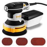 DEKOPRO orbital sander with dust box keeps dust contained for cleaner sanding sessions