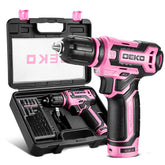 DEKOPRO pink cordless drill in gift box for easy gifting and setup