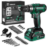 DEKOPRO cordless drill front view in green for versatile home projects.
