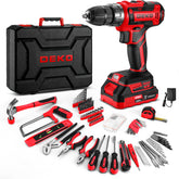 DEKOPRO red 20V cordless drill with battery for quick home repairs