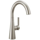 Delta Modern Brushed Nickel faucet close-up highlighting design and finish