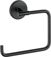 Delta Trinsic hand towel holder in matte black for a sleek bathroom look