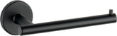 Delta Trinsic matte black toilet paper holder wall-mounted for clutter-free bathrooms.