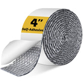 DEMEDO double-bubble insulation tape in use around a 4in wrap for pipes, showing improved thermal barrier