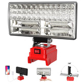 DEMIMA 8-inch cordless LED work light front view, Milwaukee M18 compatibility for versatile power.