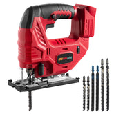 Demima cordless jig saw setup with Milwaukee 18V battery for flexible cutting