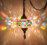 DEMMEX authentic Turkish mosaic pendant light with 6.5-inch globe for warm ambience.