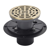 DEOKXZ round brushed-gold shower drain cover shows durable, easy-to-clean finish.