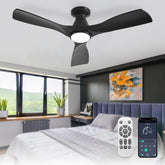 Depuley 42-inch black ceiling fan with light in bedroom for cool nights.